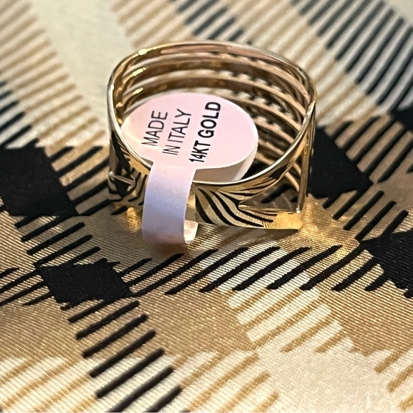 MIA FIORE Made In Italy 14kt Gold Multi Row Polished Diamond Cut Ring Size 8 NEW - Picture 3 of 13